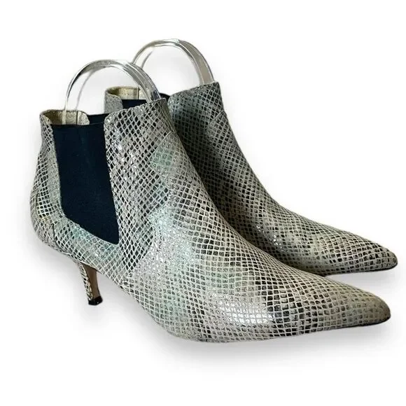 Ivylee Copenhagen Snakeskin Booties Leather Beige Black and Green Rare Size 7 - Picture 5 of 7